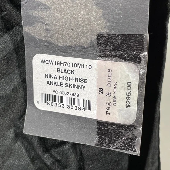NEW Rag & Bone Jeans Womens 28 black zebra animal nina skinny - Picture 5 of 10